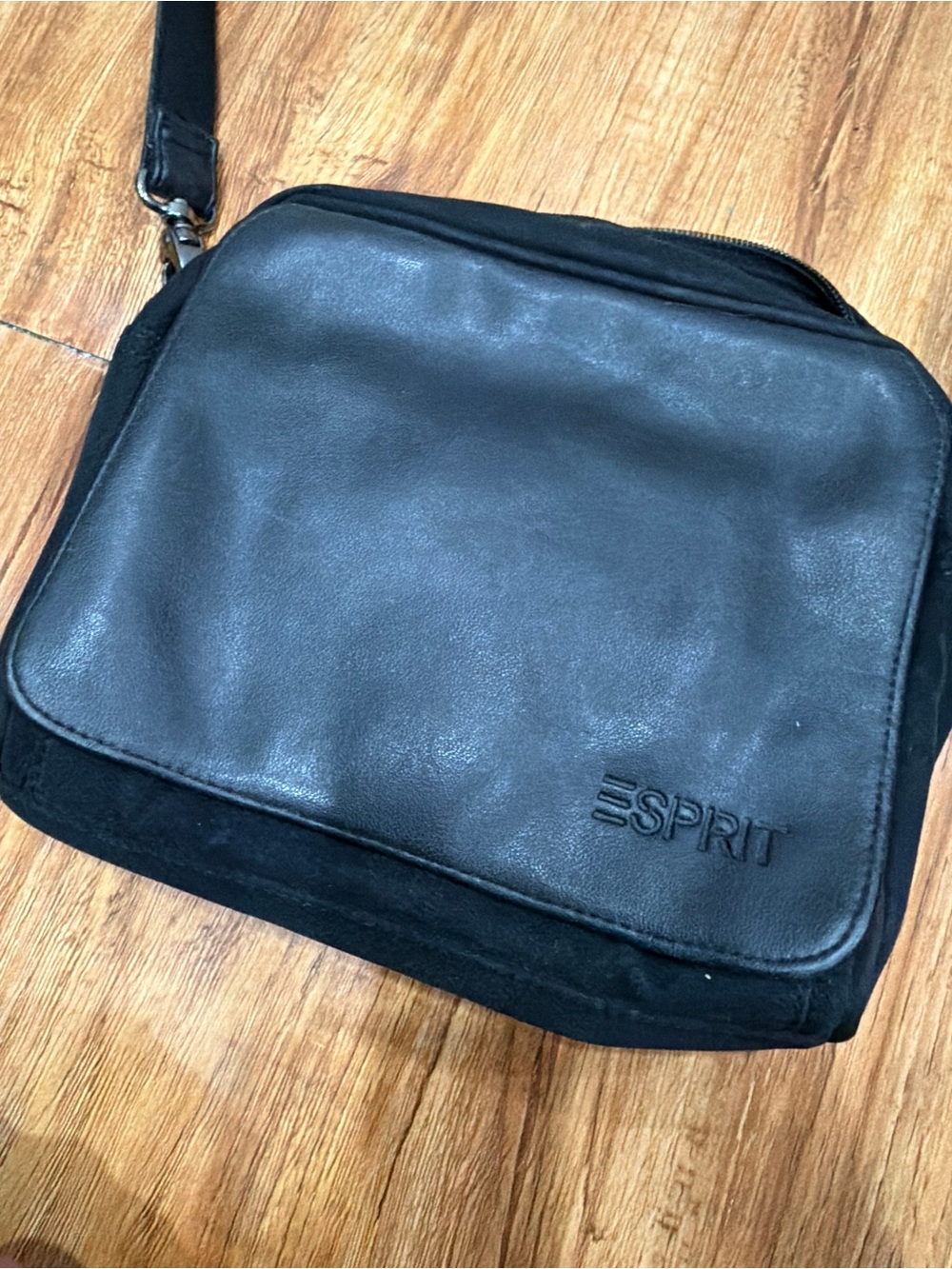 Vintage ESPRIT Black Crossbody Bag Multi Pocket 90s Y2K Shoulder Purse